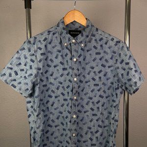 Bonobos Riviera Short Sleeve Shirt with Brush Stroke Pattern (M)